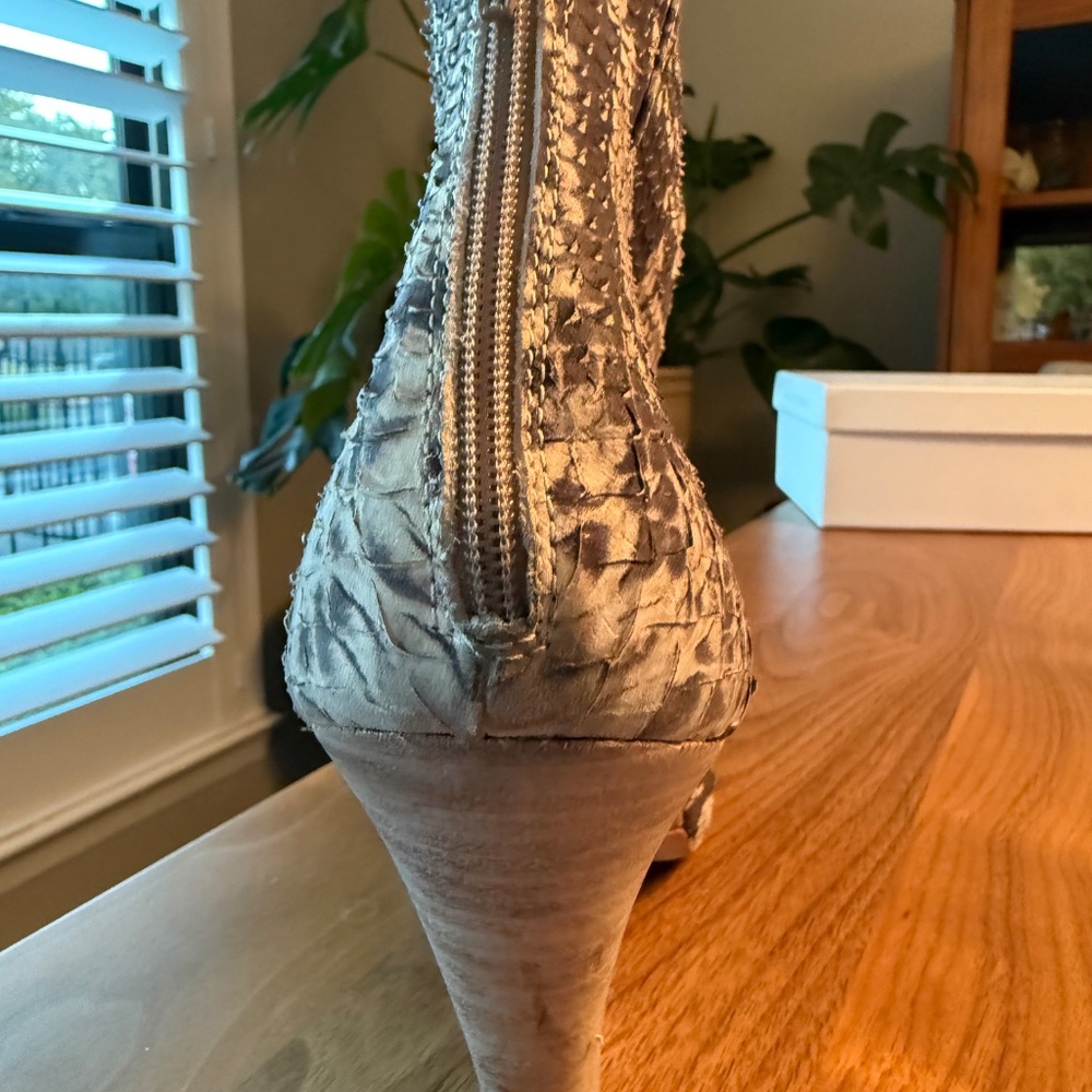 Barneys New York - Python Print Open Toe Booties … - image 3